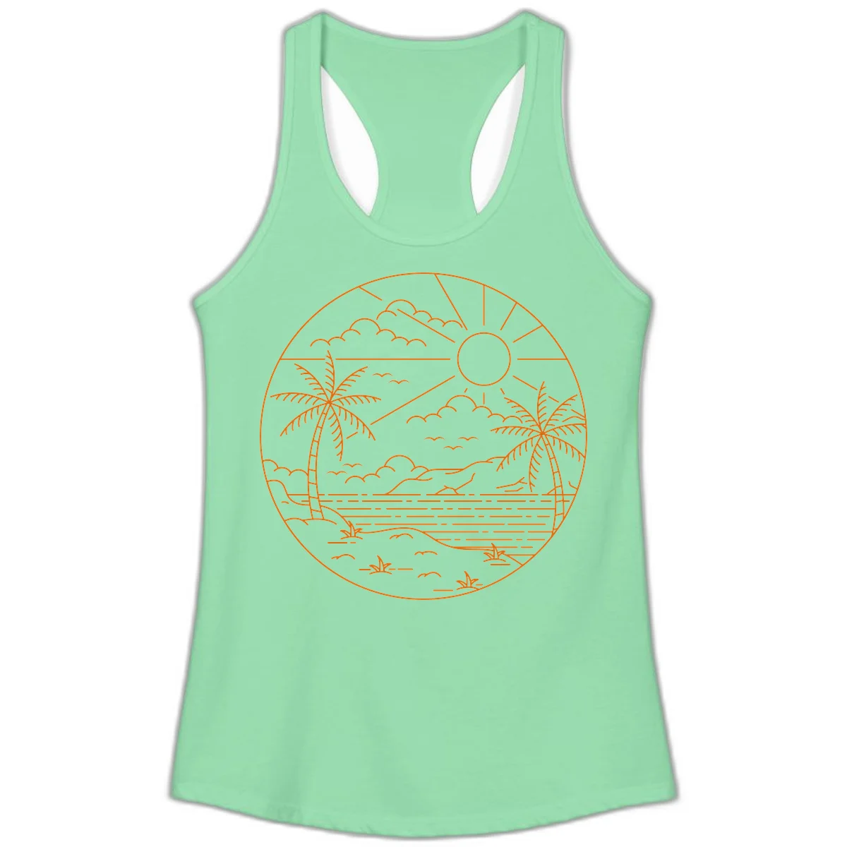 Tropical Paradise Cruise Escape Ladies Tank in Solid Mint