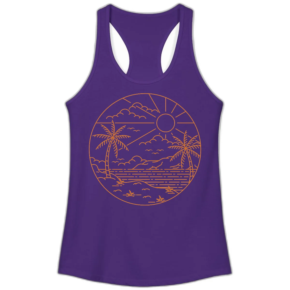 Tropical Paradise Cruise Escape Ladies Tank in Solid Purple Rush
