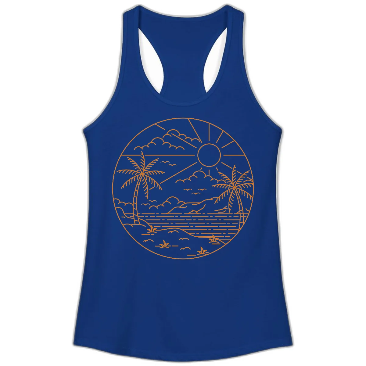 Tropical Paradise Cruise Escape Ladies Tank in Solid Royal