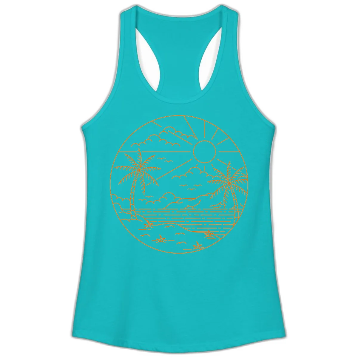 Tropical Paradise Cruise Escape Ladies Tank in Tahiti Blue