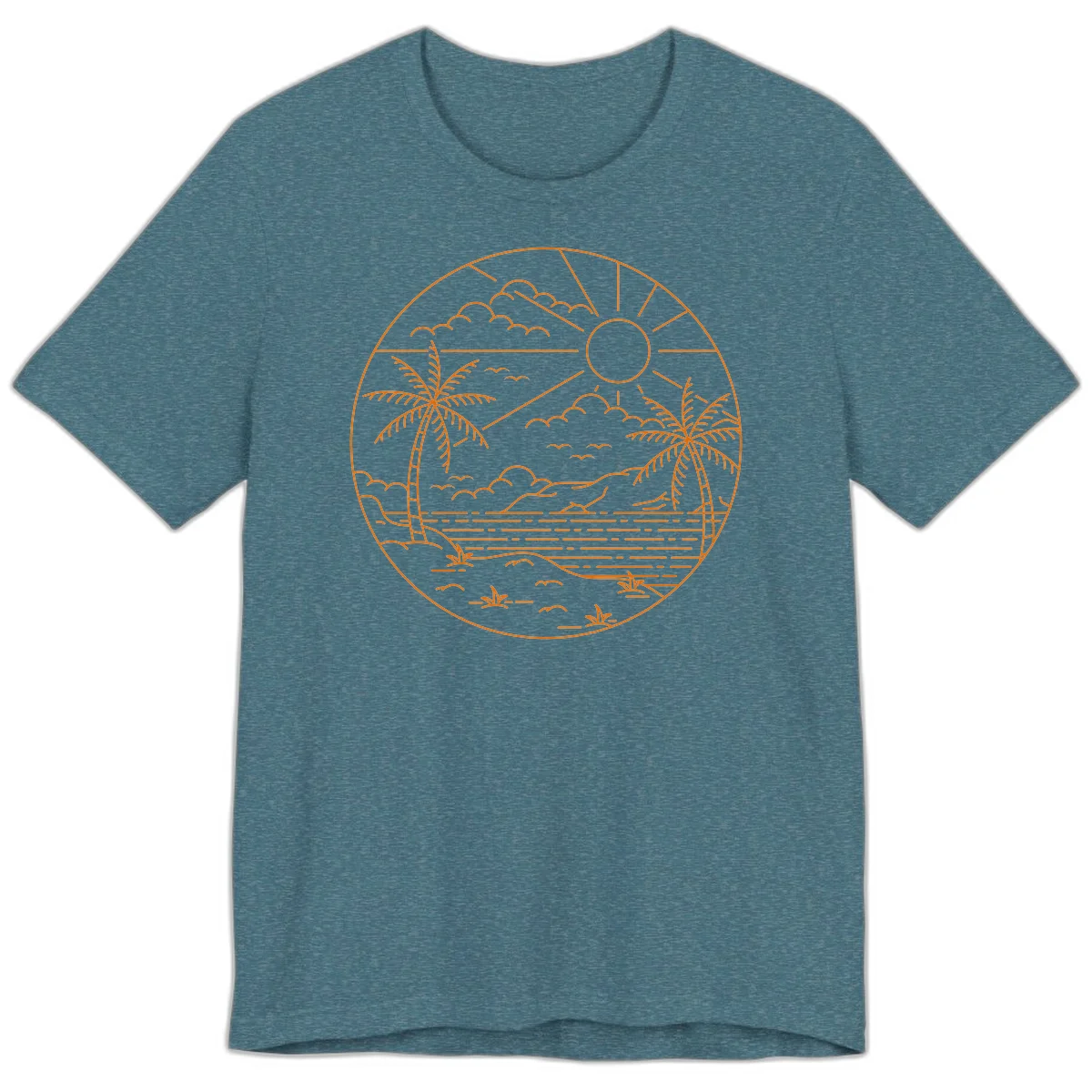 Tropical Paradise Cruise Escape Premium T-Shirt in Heather Deep Teal