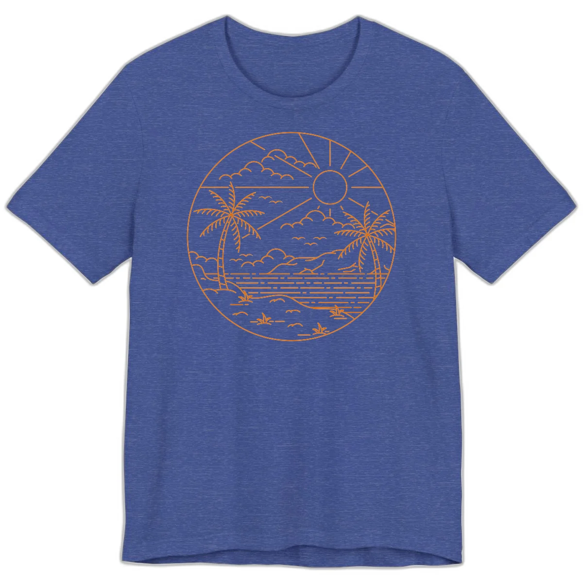 Tropical Paradise Cruise Escape Premium T-Shirt in Heather True Royal