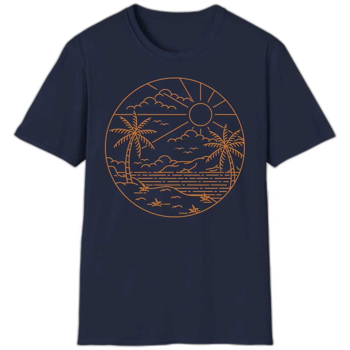 Tropical Paradise Cruise Escape T-Shirt in Navy