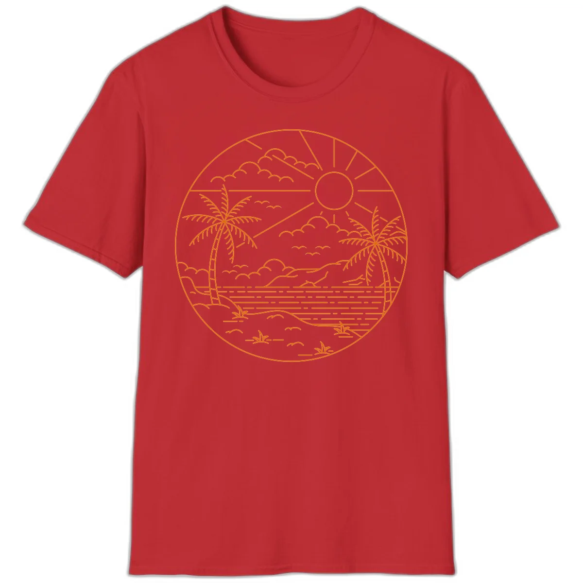 Tropical Paradise Cruise Escape T-Shirt in Red