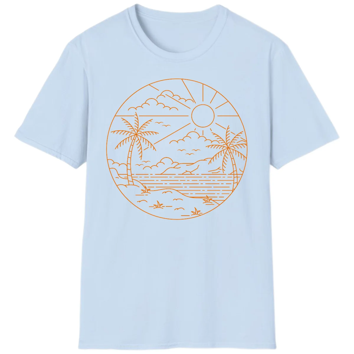 Tropical Paradise Cruise Escape T-Shirt in Light Blue