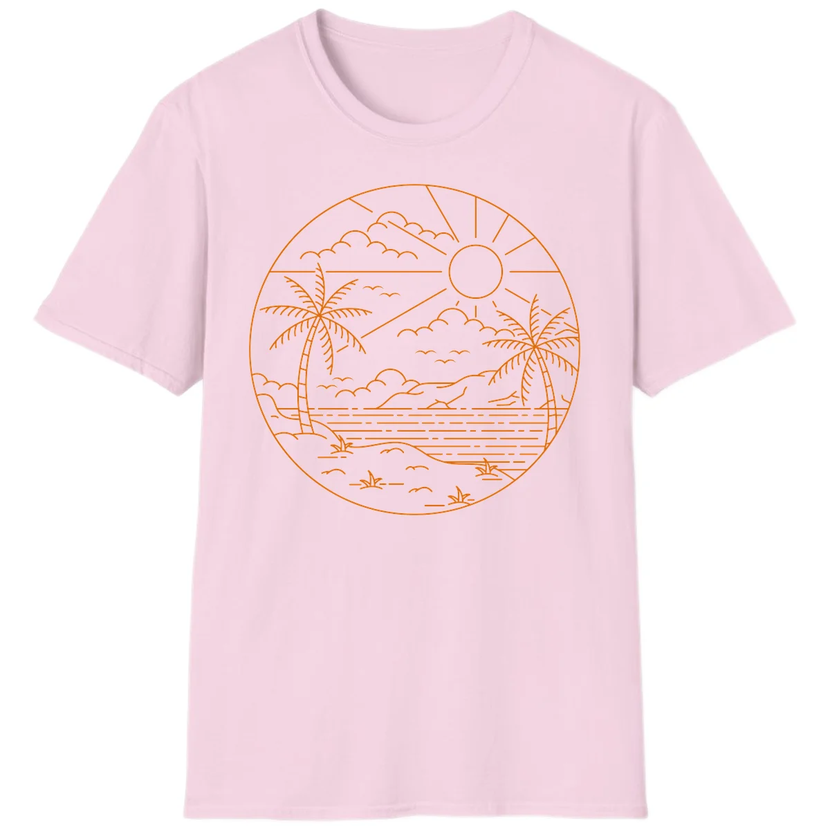 Tropical Paradise Cruise Escape T-Shirt in Light Pink
