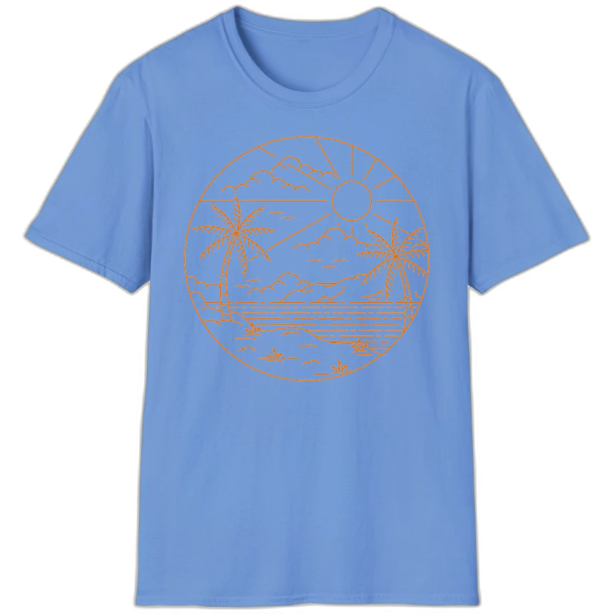Tropical Paradise Cruise Escape T-Shirt in Carolina Blue