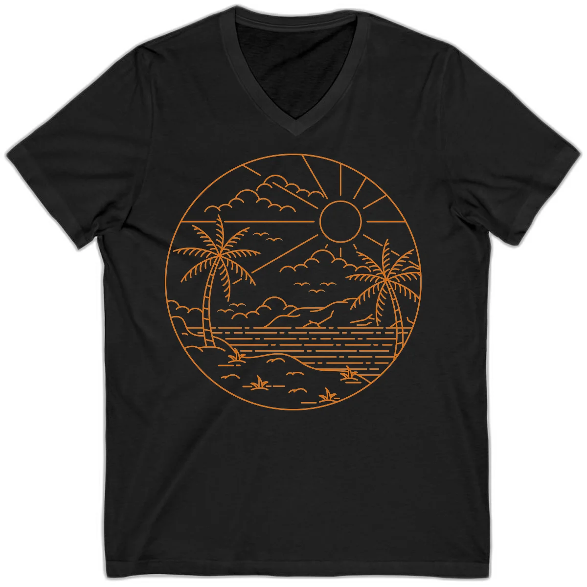 Tropical Paradise Cruise Escape V-Neck in Black