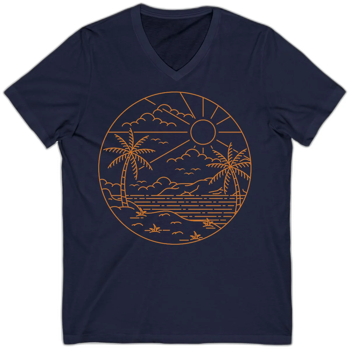 Tropical Paradise Cruise Escape V-Neck in Navy