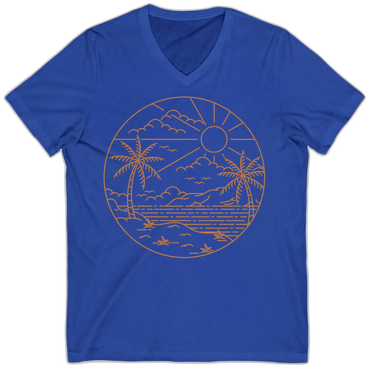 Tropical Paradise Cruise Escape V-Neck in True Royal