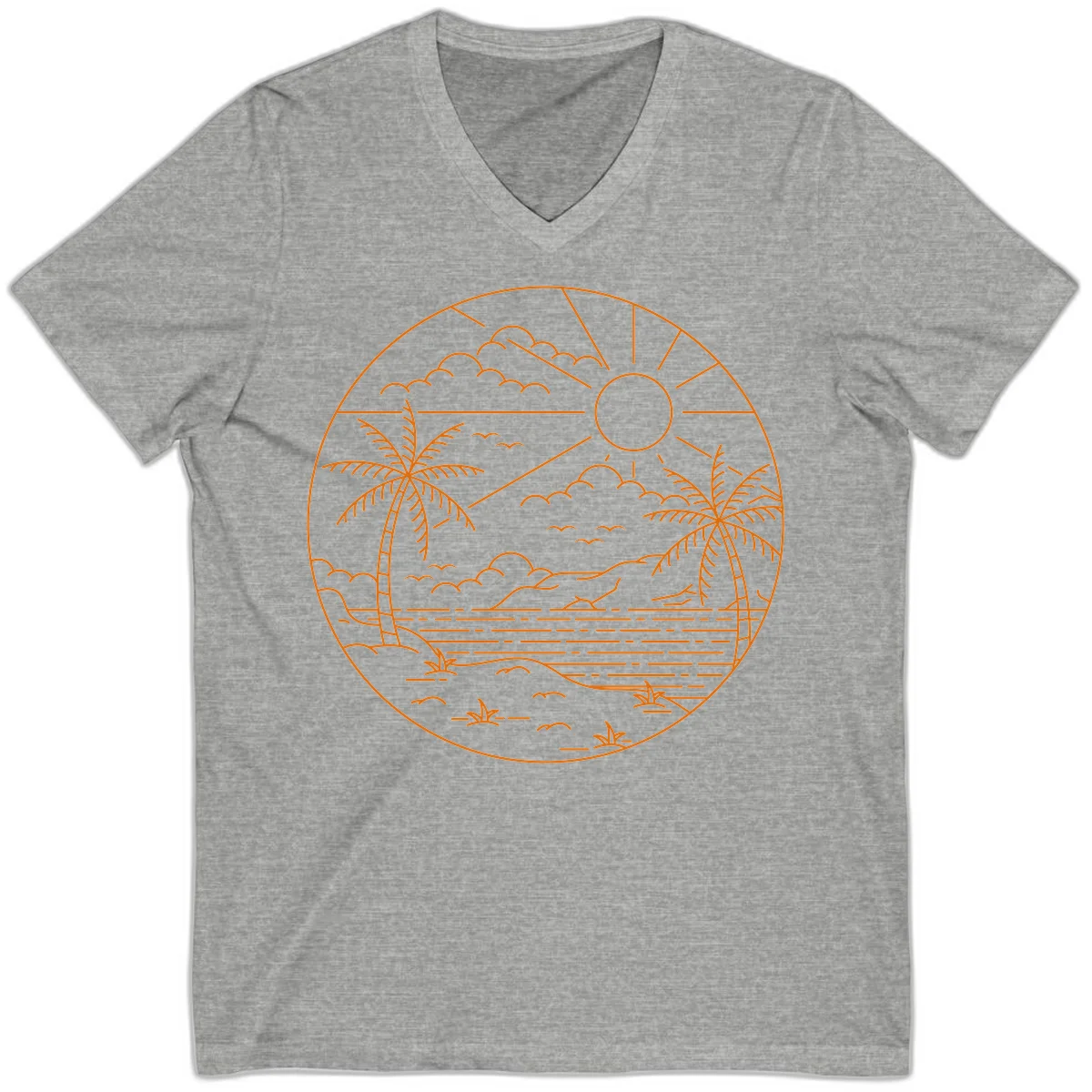 Tropical Paradise Cruise Escape V-Neck in Athletic Heather