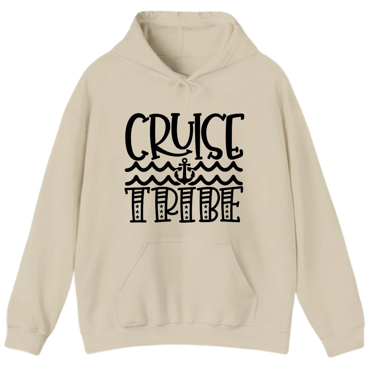 Cruise Tribe Anchor Waves Hoodie in Sand