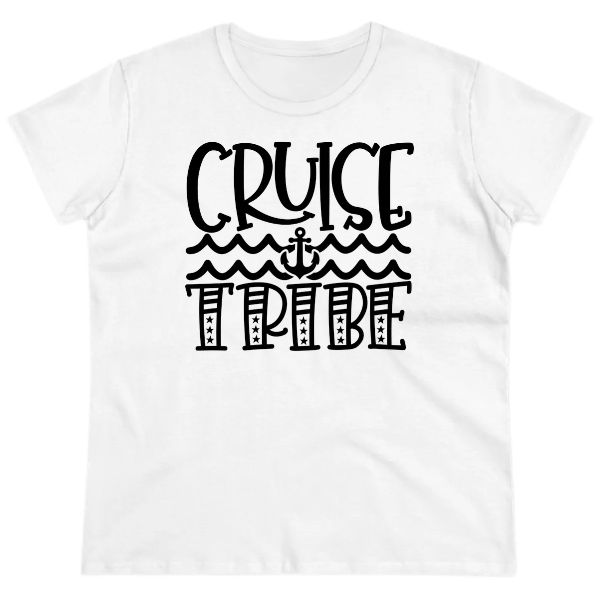 Cruise Tribe Anchor Waves Ladies Tee in White