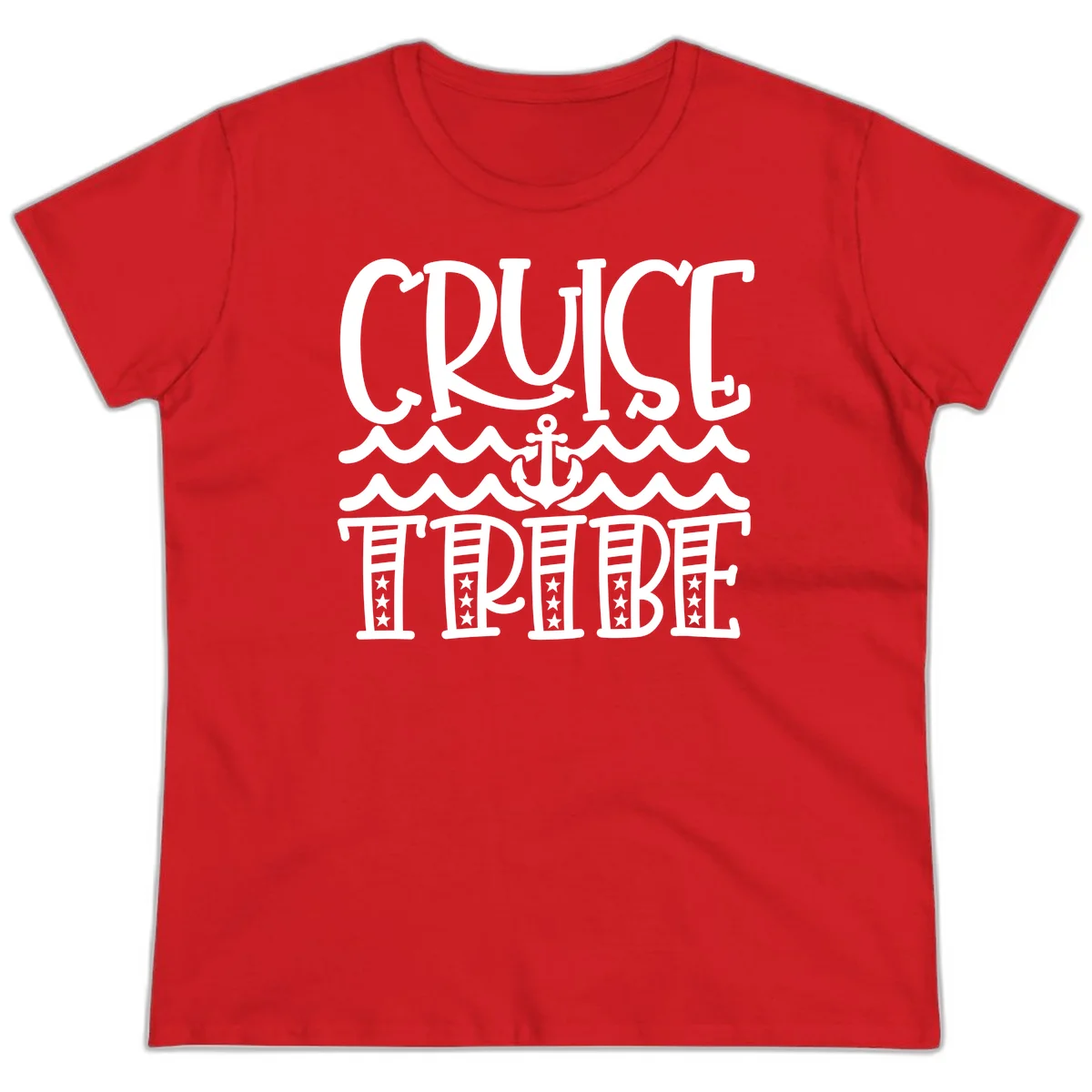 Cruise Tribe Anchor Waves Ladies Tee in Red