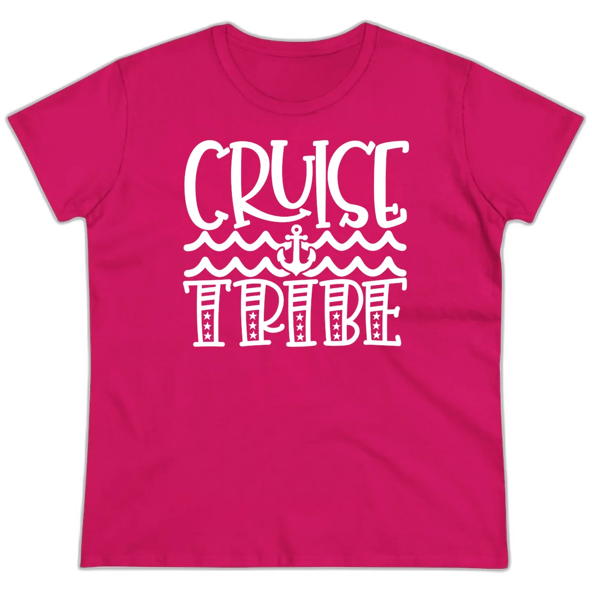 Cruise Tribe Anchor Waves Ladies Tee in Heliconia