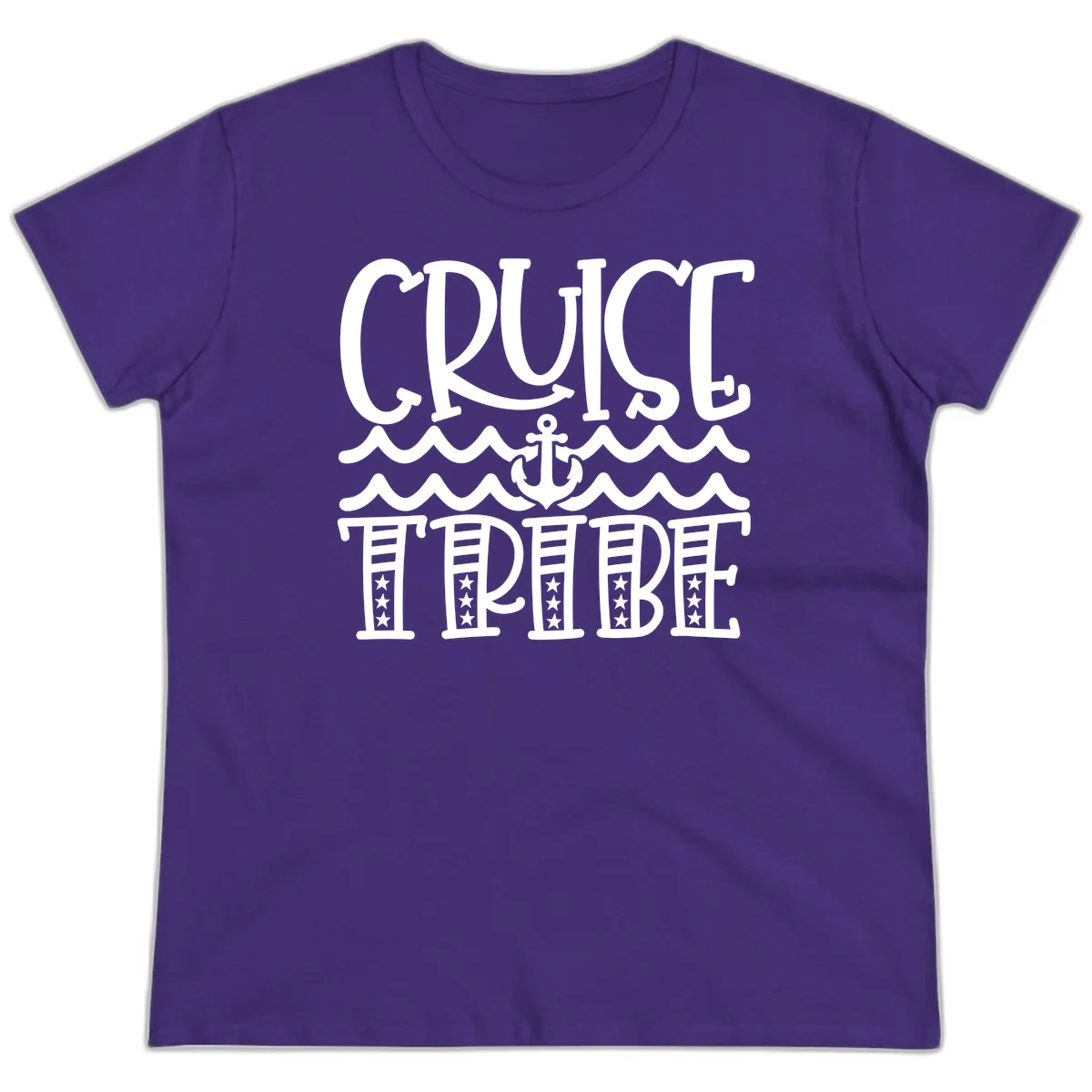 Cruise Tribe Anchor Waves Ladies Tee in Purple