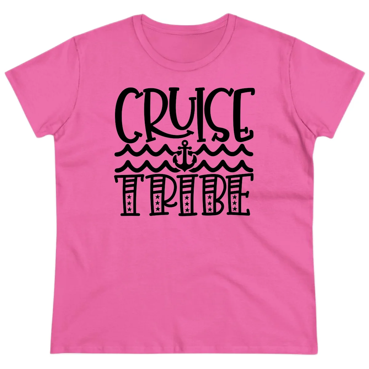 Cruise Tribe Anchor Waves Ladies Tee in Azalea
