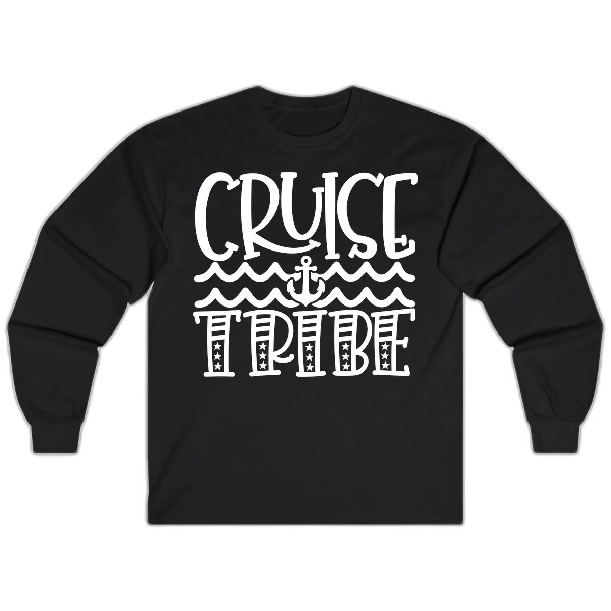 Cruise Tribe Anchor Waves Long Sleeve in Black