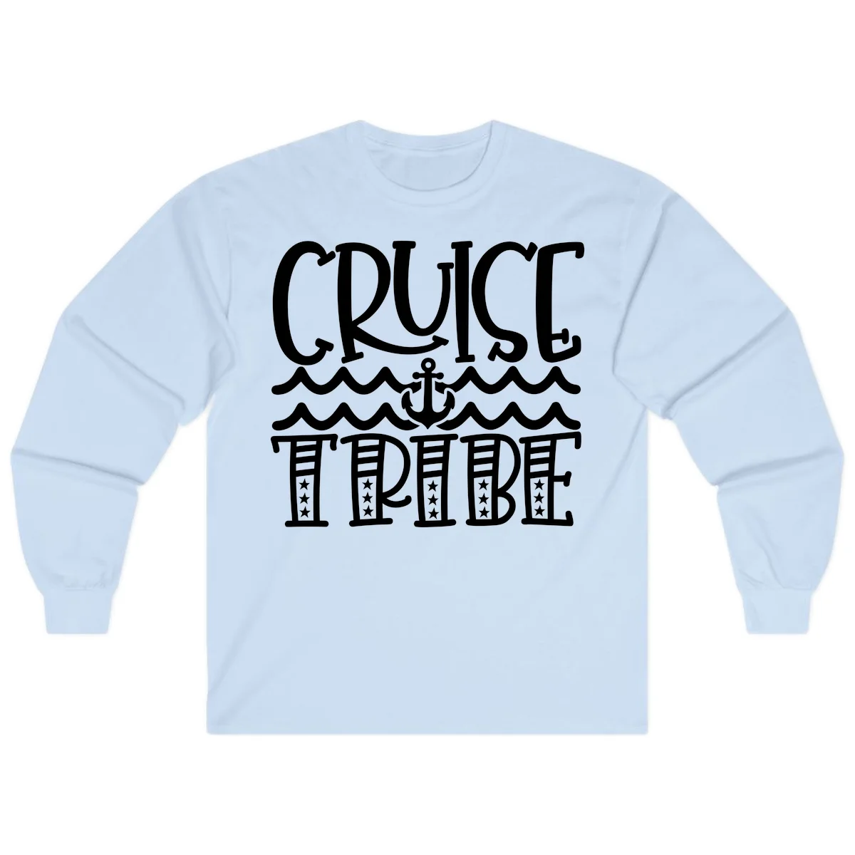 Cruise Tribe Anchor Waves Long Sleeve in Light Blue