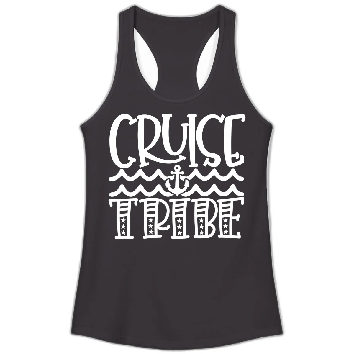 Cruise Tribe Anchor Waves Ladies Tank in Black