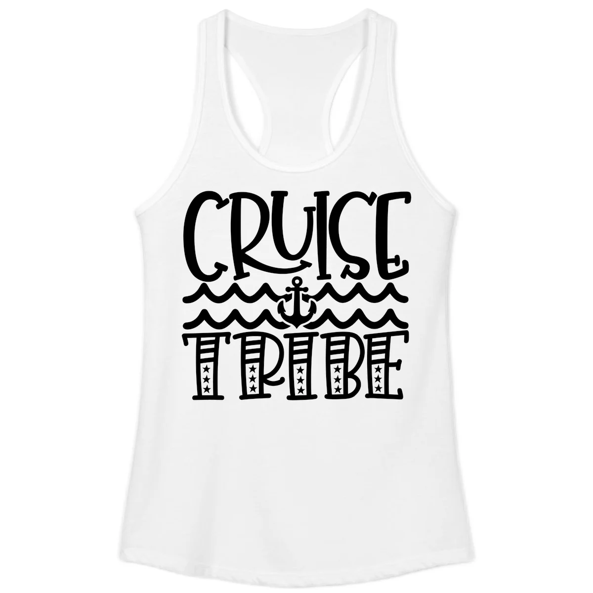 Cruise Tribe Anchor Waves Ladies Tank in White