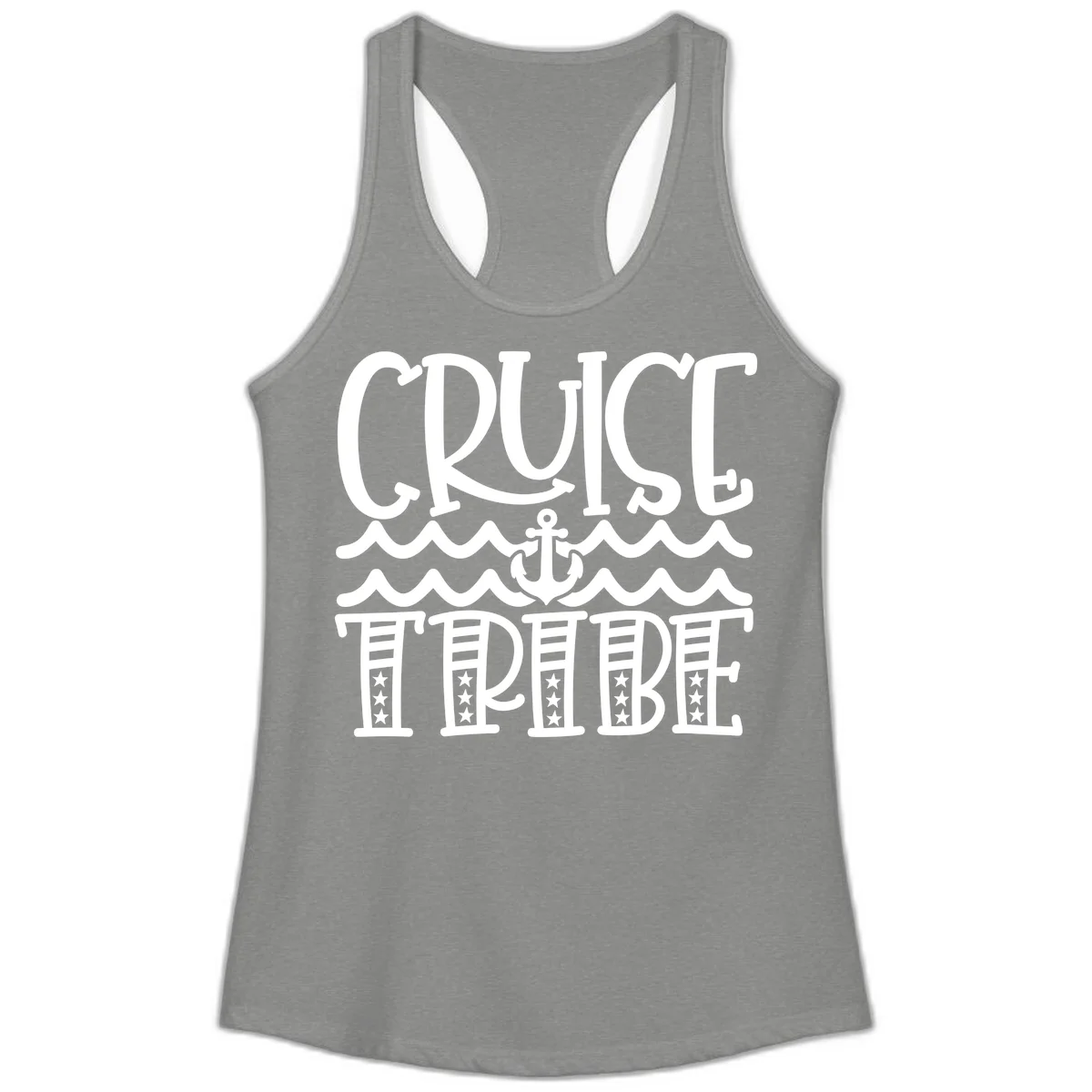 Cruise Tribe Anchor Waves Ladies Tank in Heather Grey