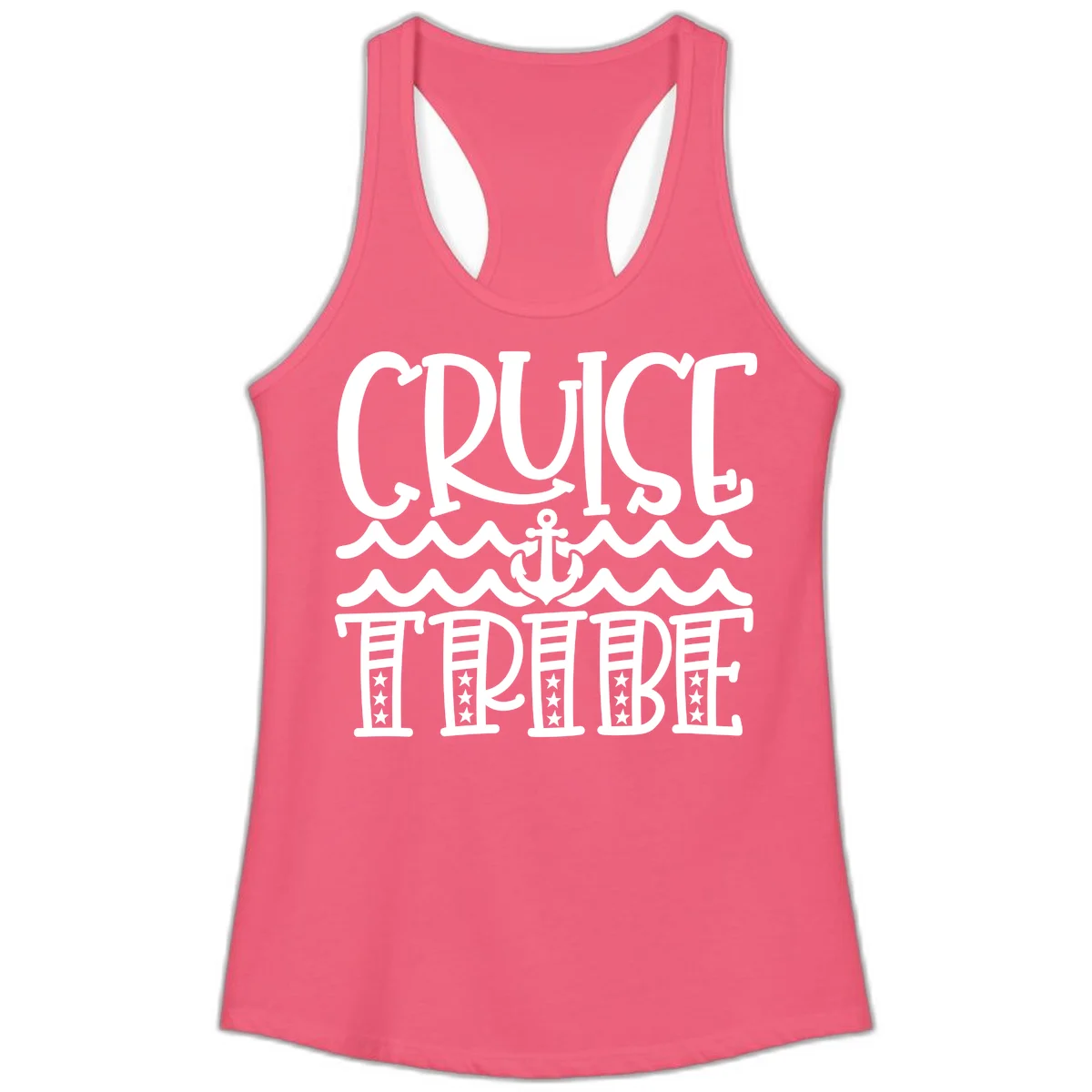 Cruise Tribe Anchor Waves Ladies Tank in Hot Pink