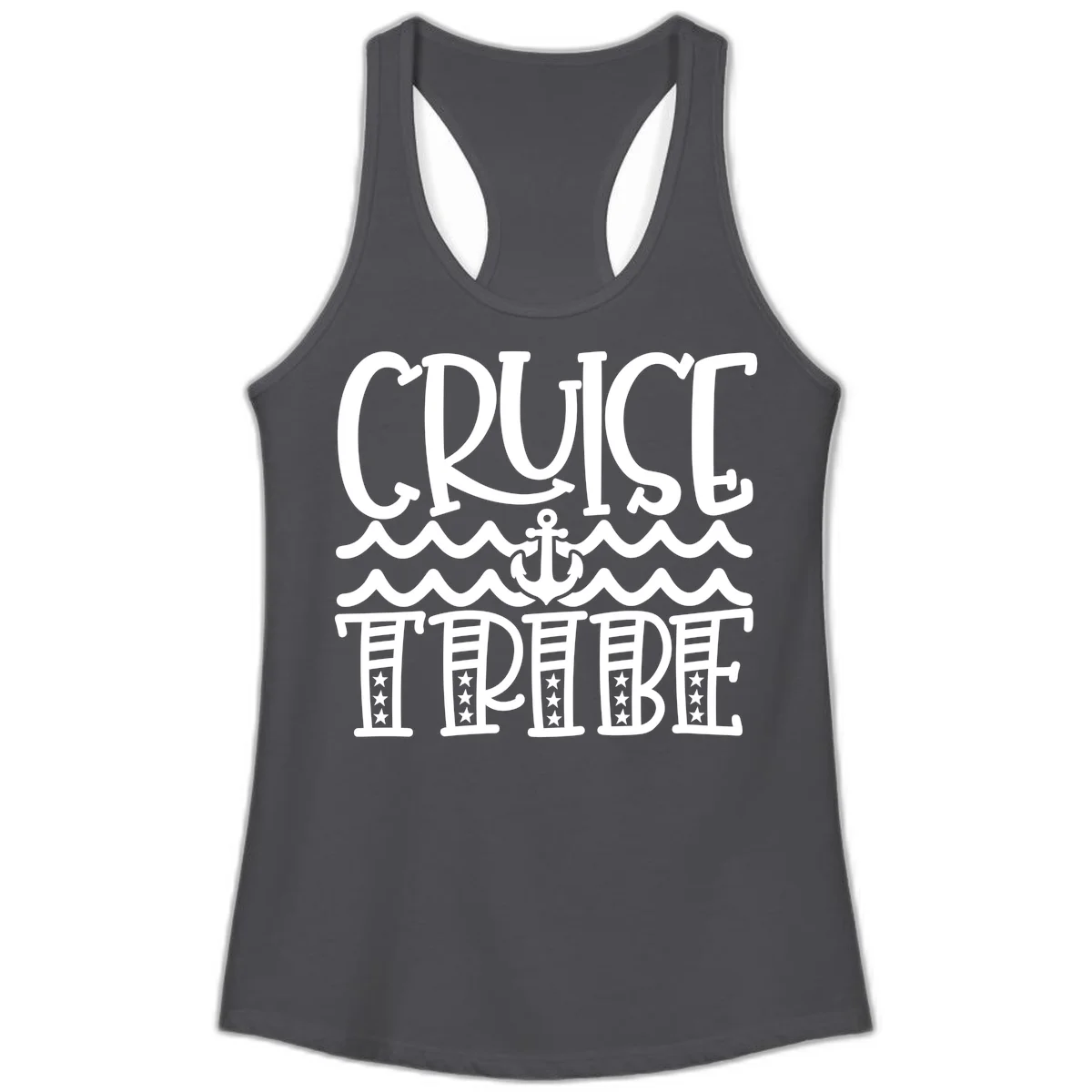 Cruise Tribe Anchor Waves Ladies Tank in Solid Dark Gray