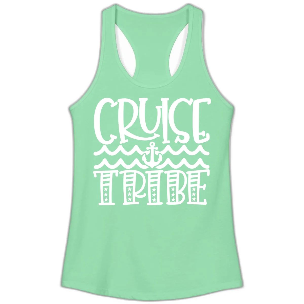 Cruise Tribe Anchor Waves Ladies Tank in Solid Mint