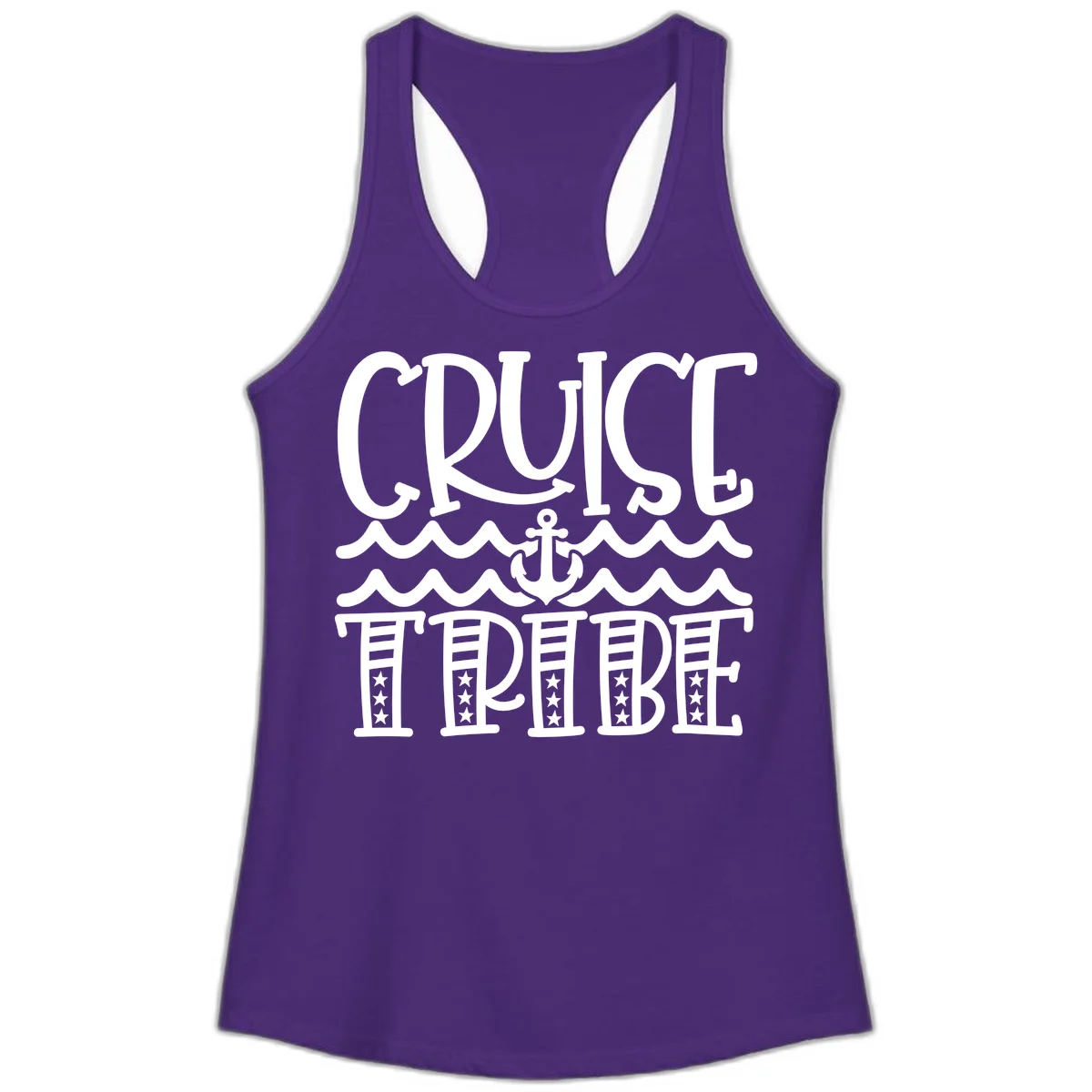 Cruise Tribe Anchor Waves Ladies Tank in Solid Purple Rush