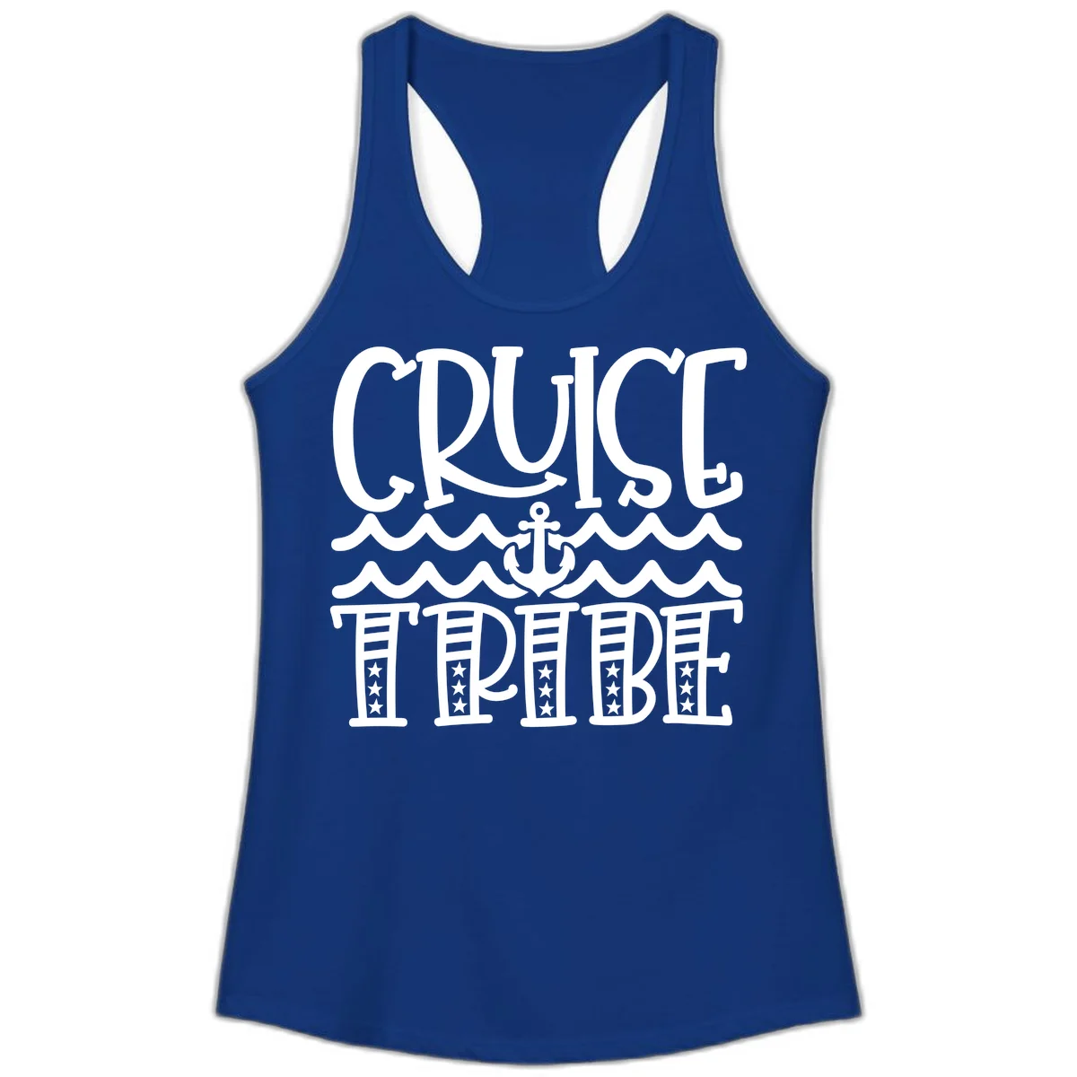 Cruise Tribe Anchor Waves Ladies Tank in Solid Royal