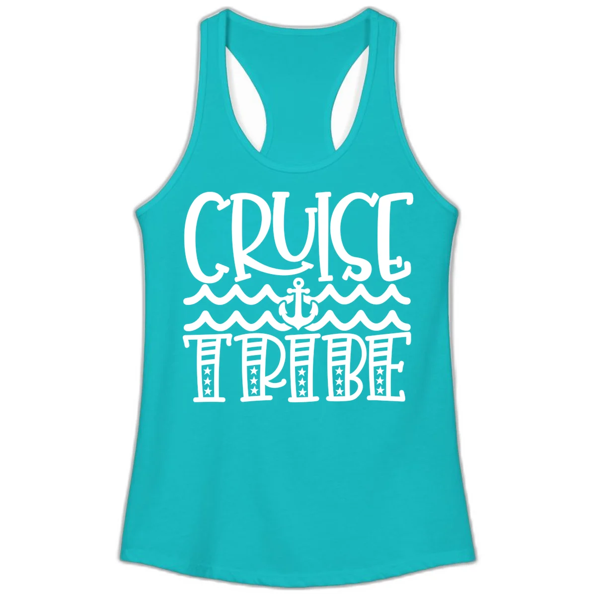 Cruise Tribe Anchor Waves Ladies Tank in Tahiti Blue