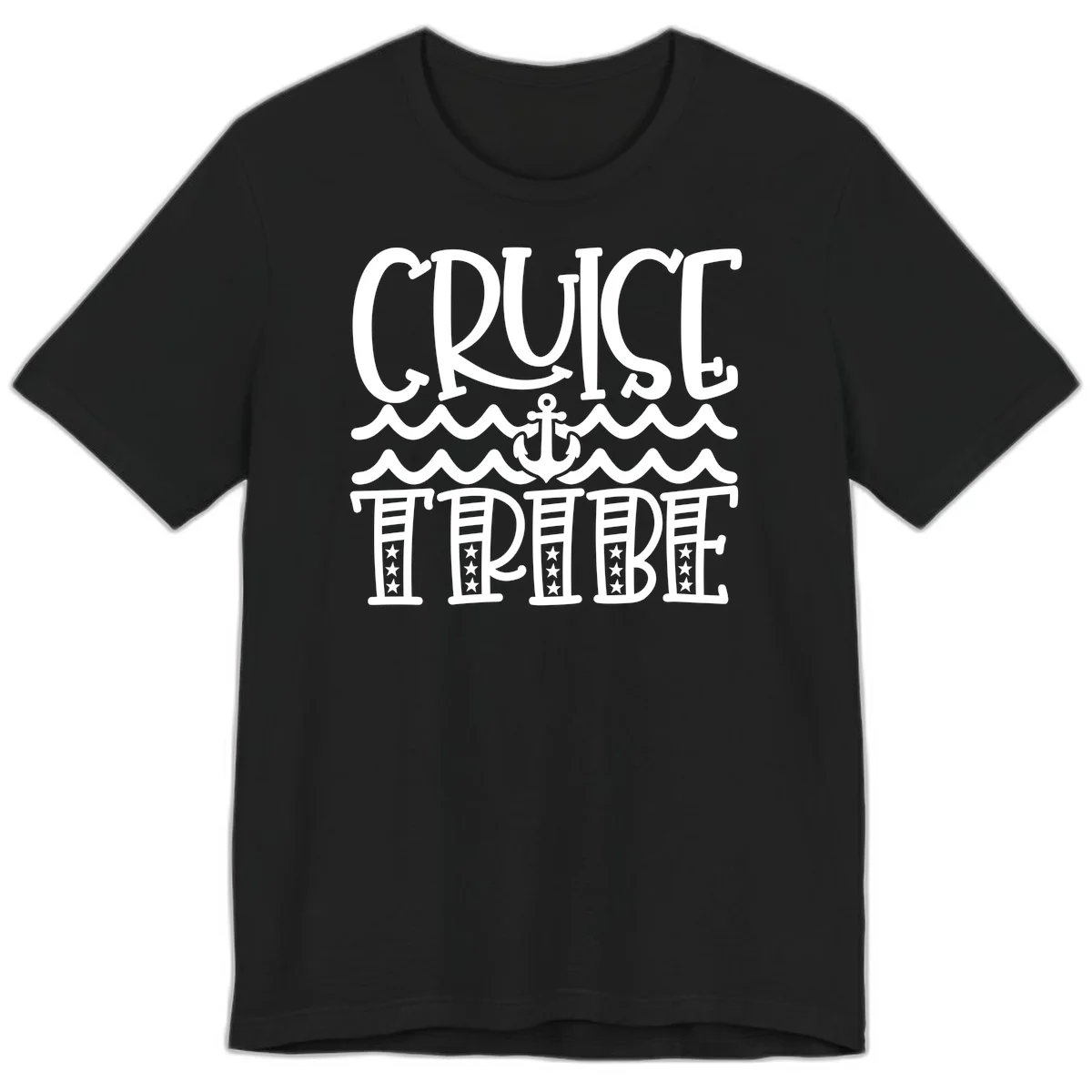 Cruise Tribe Anchor Waves Premium T-Shirt in Black