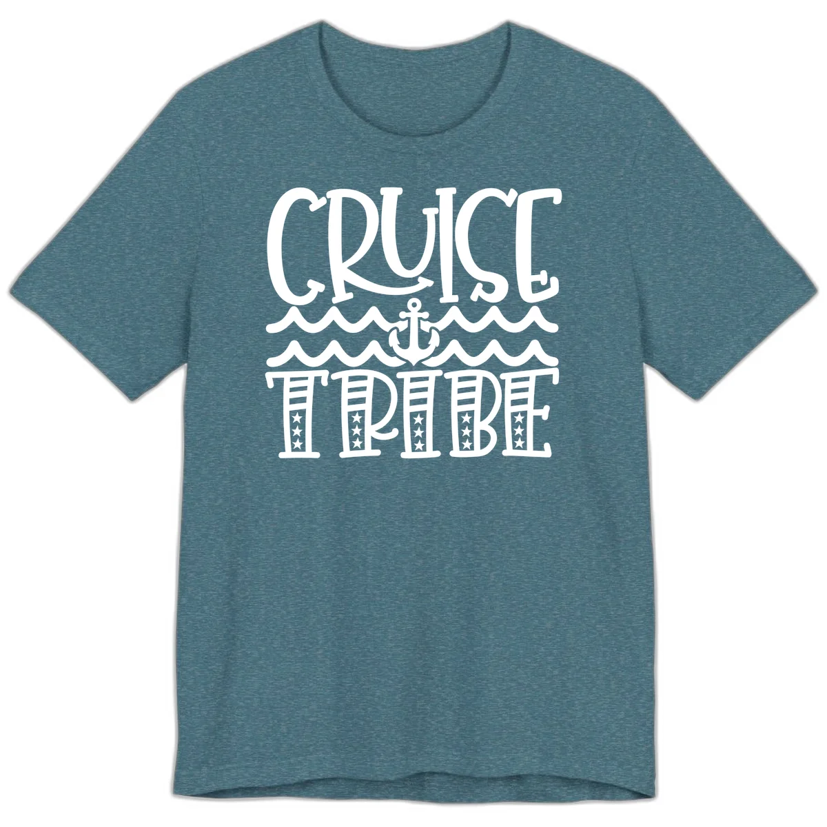 Cruise Tribe Anchor Waves Premium T-Shirt in Heather Deep Teal