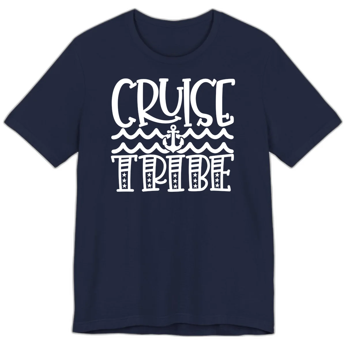 Cruise Tribe Anchor Waves Premium T-Shirt in Navy