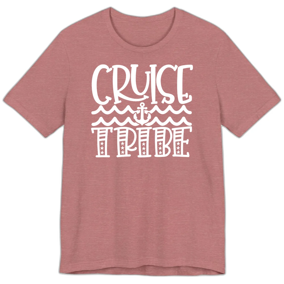 Cruise Tribe Anchor Waves Premium T-Shirt in Heather Mauve