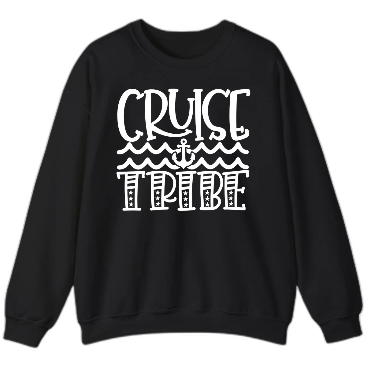 Cruise Tribe Anchor Waves Sweatshirt in Black