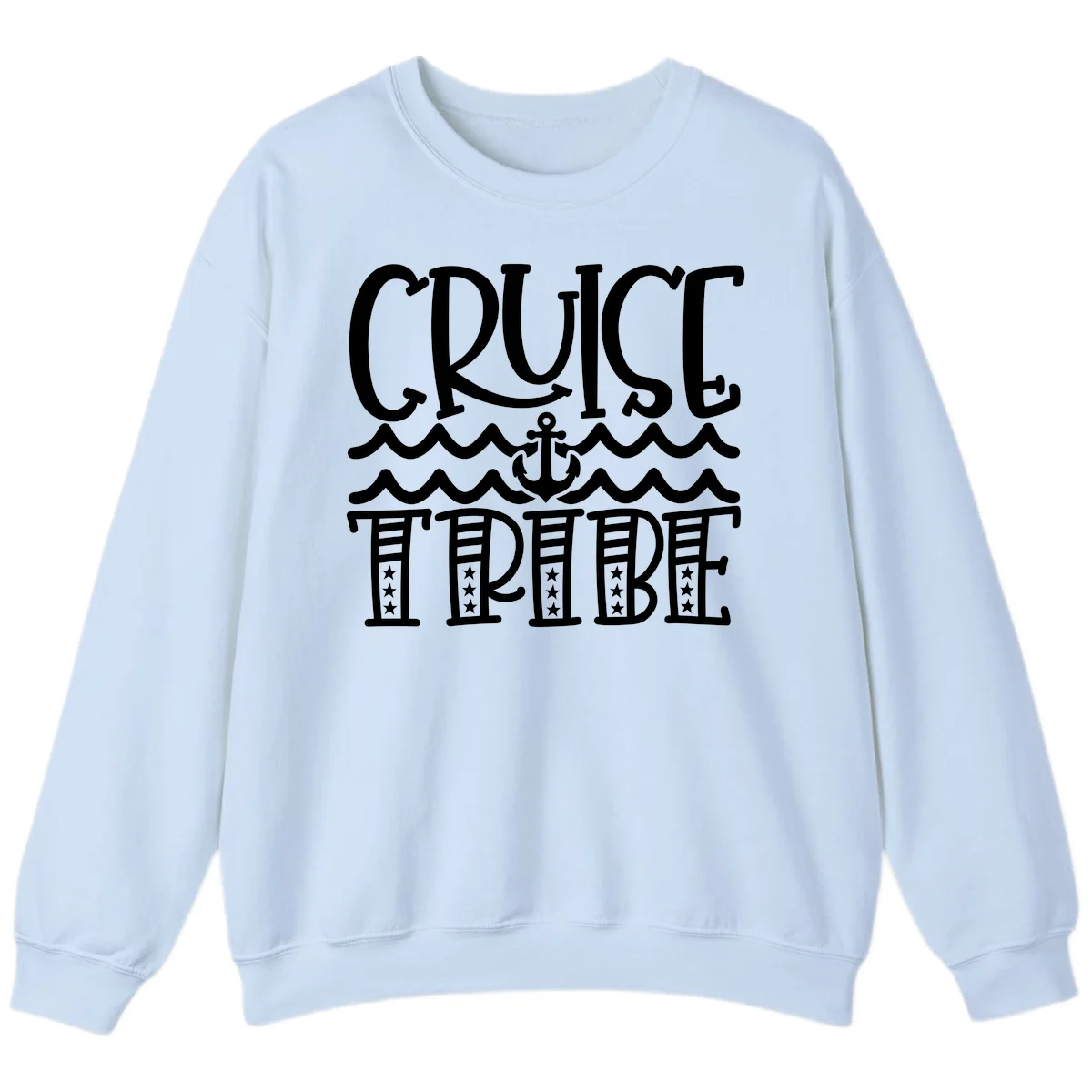 Cruise Tribe Anchor Waves Sweatshirt in Light Blue