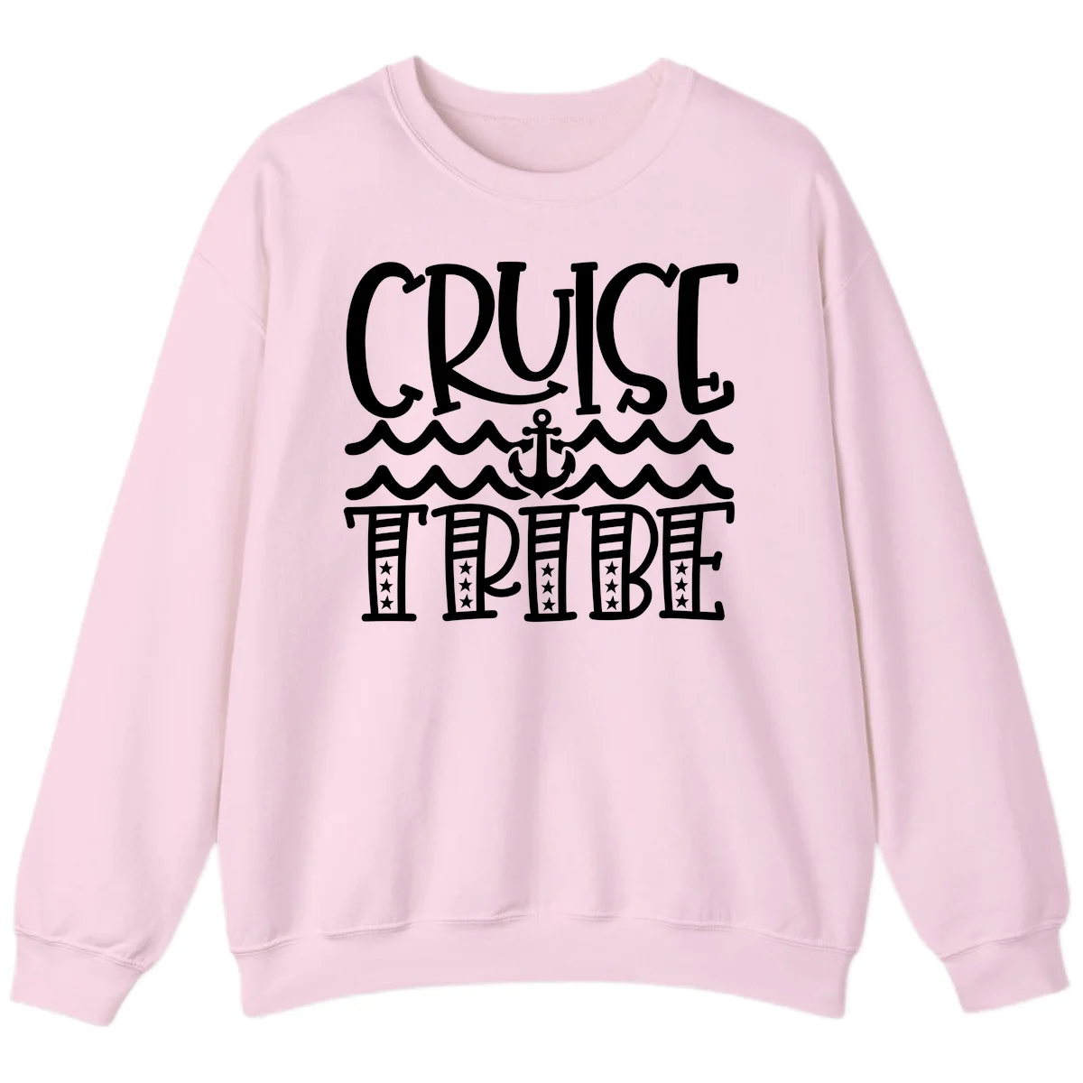 Cruise Tribe Anchor Waves Sweatshirt in Light Pink