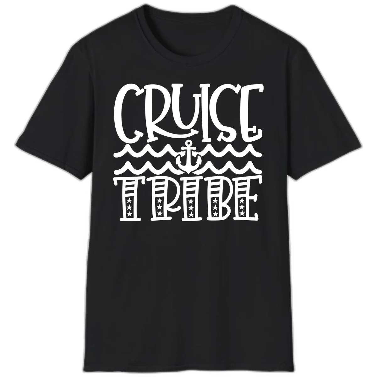 Cruise Tribe Anchor Waves T-Shirt in Black