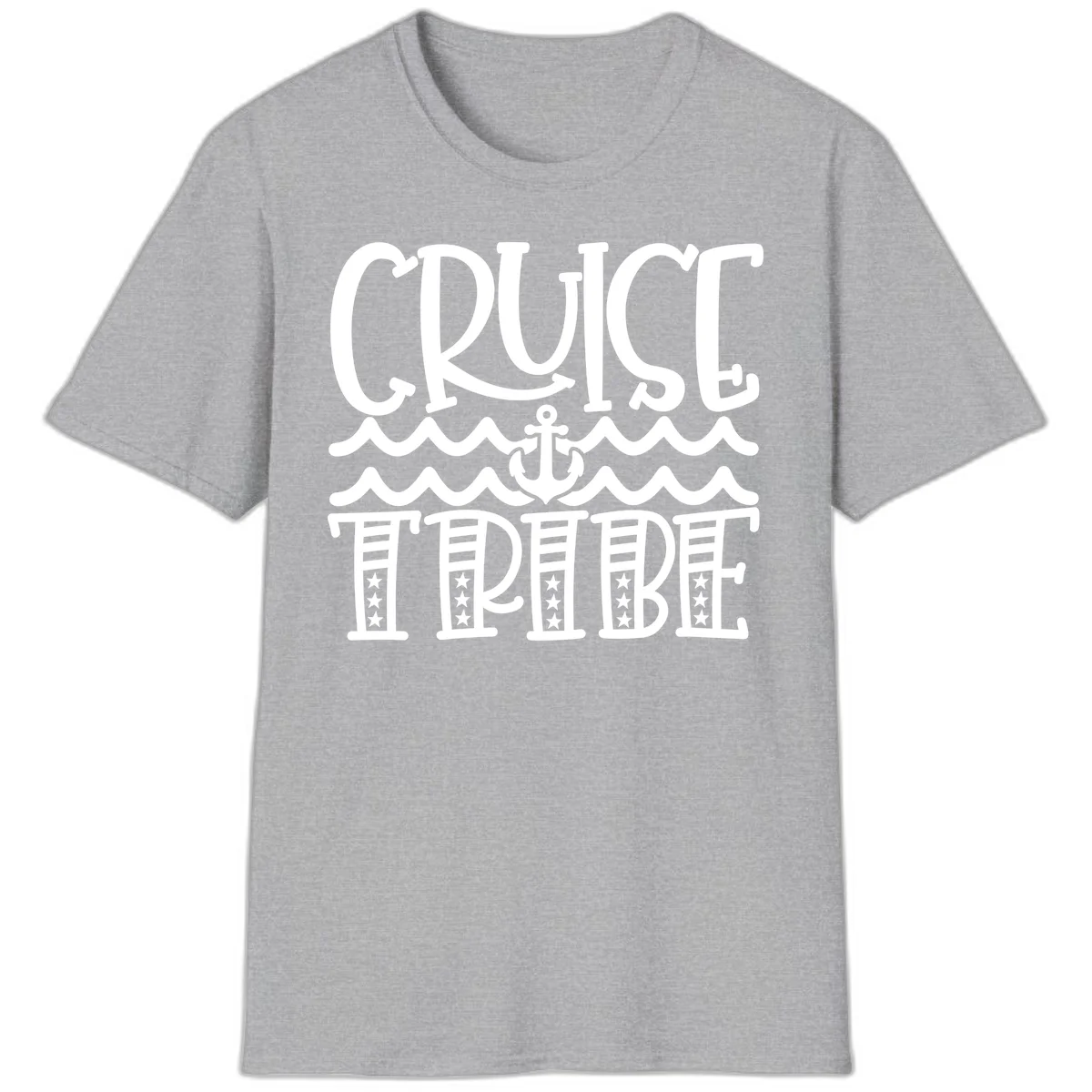 Cruise Tribe Anchor Waves T-Shirt in Sport Grey