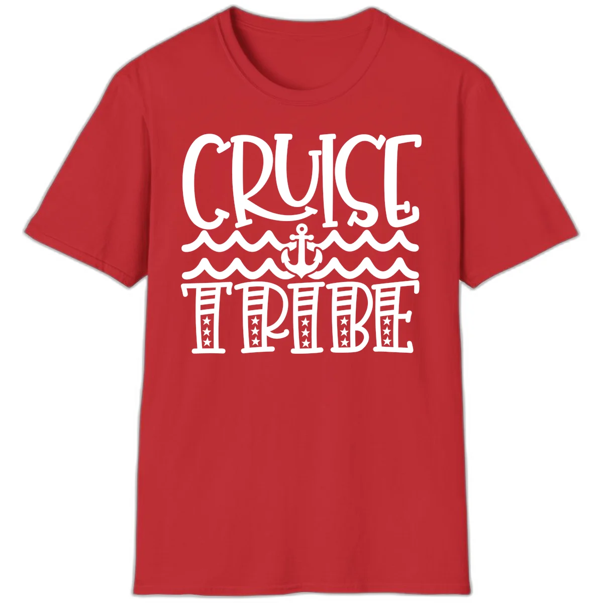 Cruise Tribe Anchor Waves T-Shirt in Red