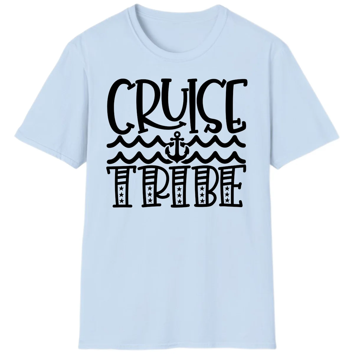 Cruise Tribe Anchor Waves T-Shirt in Light Blue