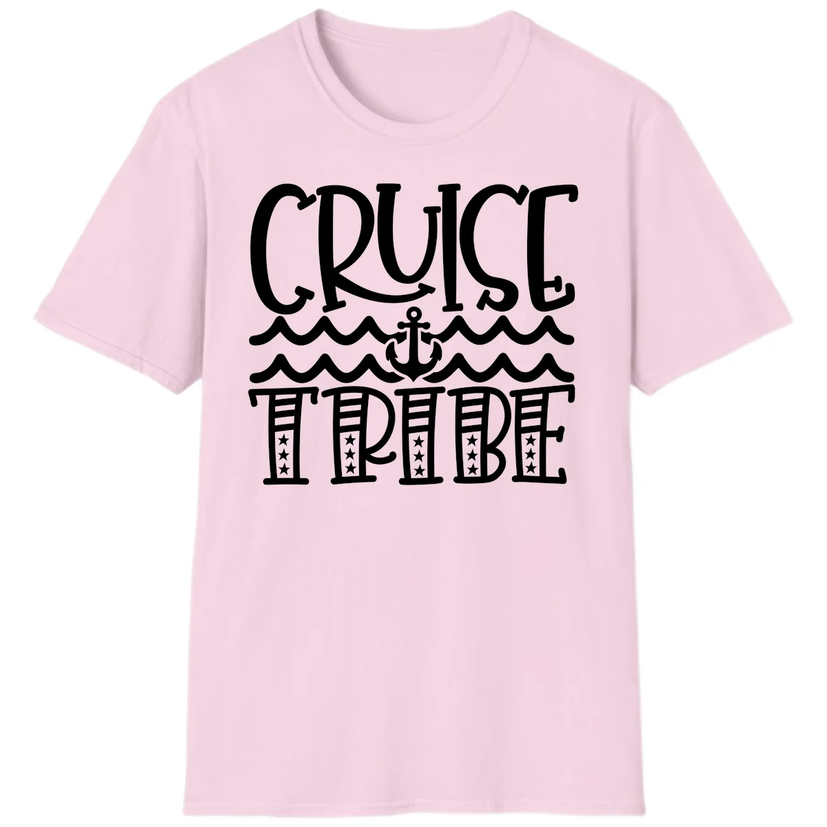Cruise Tribe Anchor Waves T-Shirt in Light Pink