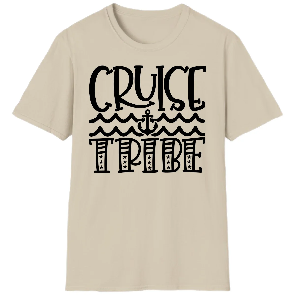 Cruise Tribe Anchor Waves T-Shirt in Sand