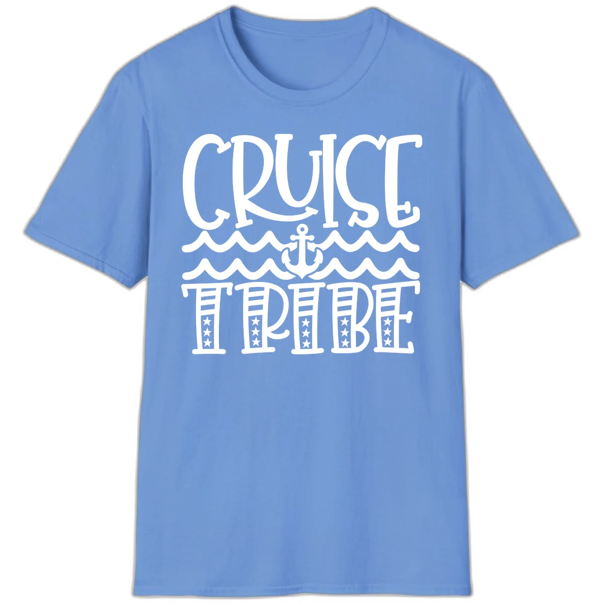 Cruise Tribe Anchor Waves T-Shirt in Carolina Blue