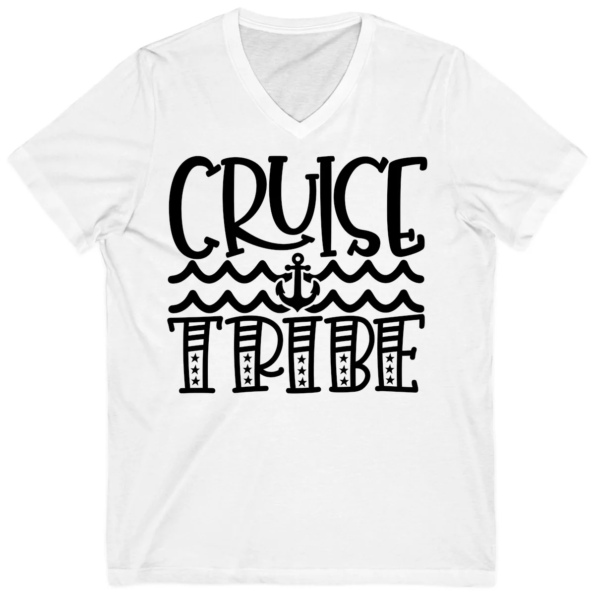 Cruise Tribe Anchor Waves V-Neck in White