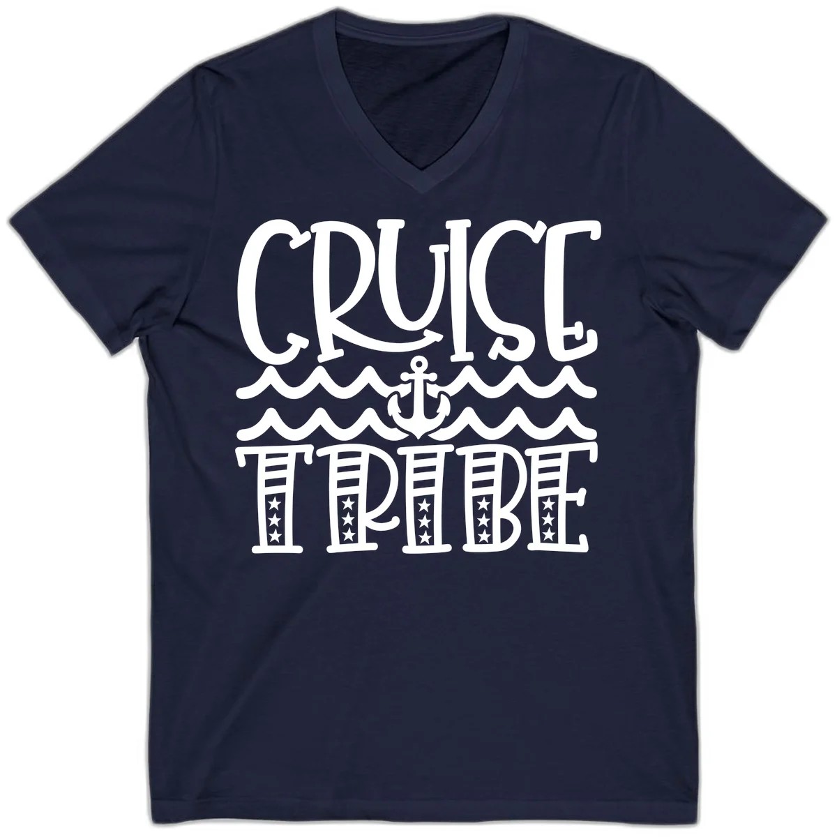 Cruise Tribe Anchor Waves V-Neck in Navy