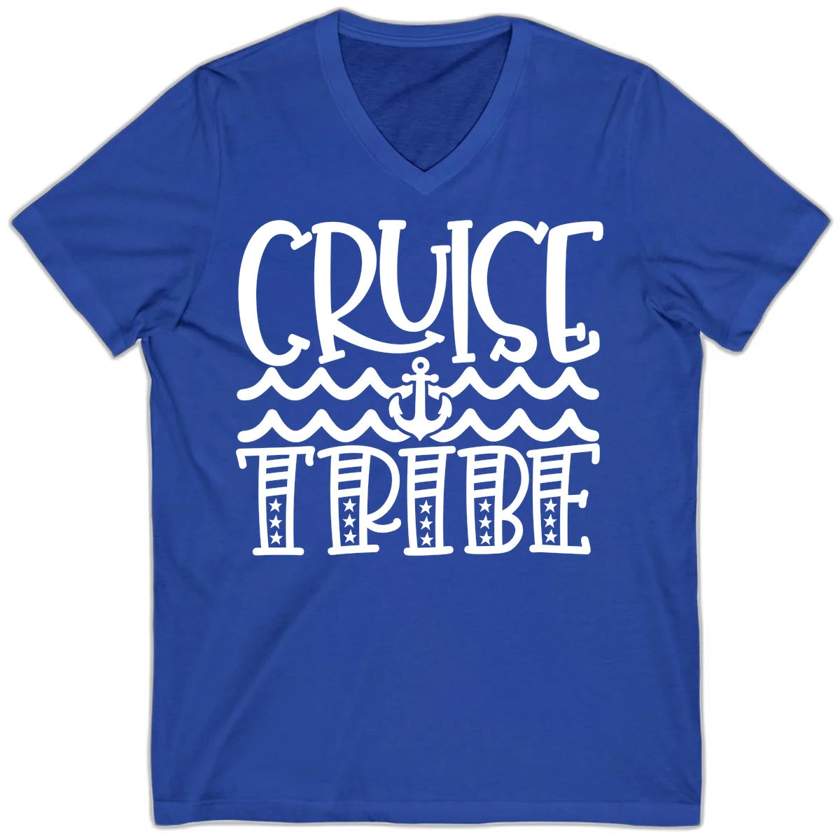 Cruise Tribe Anchor Waves V-Neck in True Royal