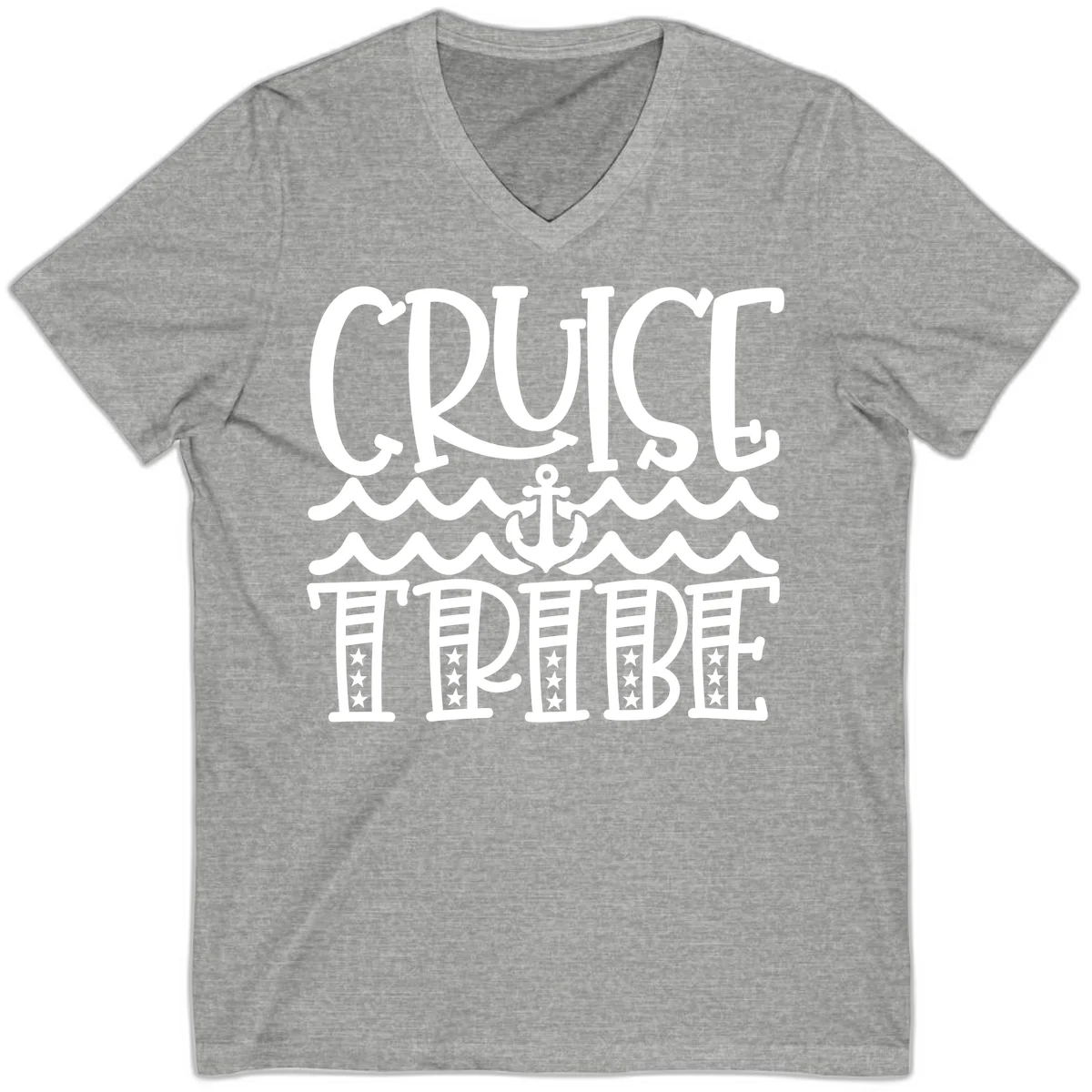 Cruise Tribe Anchor Waves V-Neck in Athletic Heather